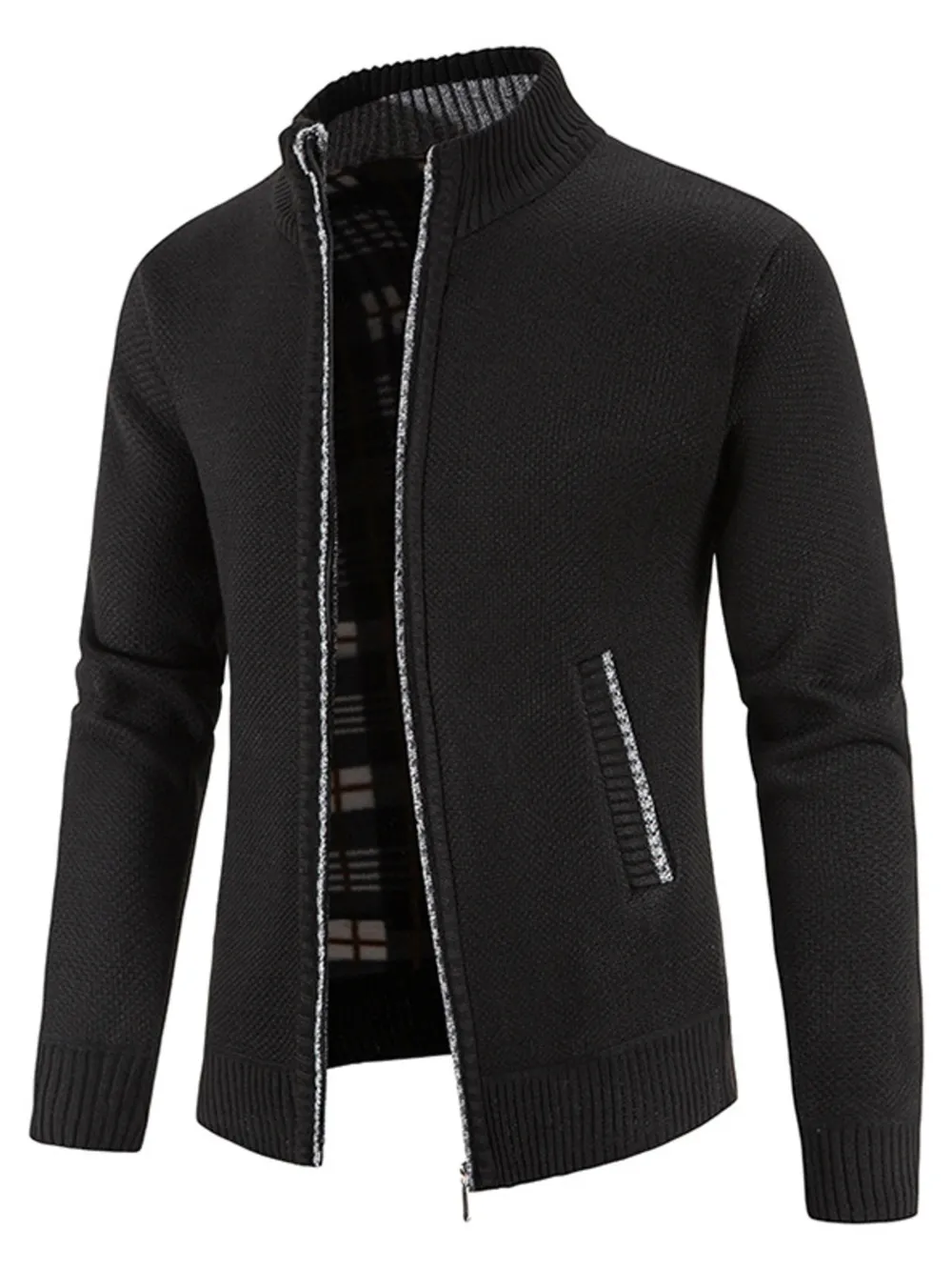 Men's Plus Size Zip-Up Sweater Cardigan with Stand Collar, image 14