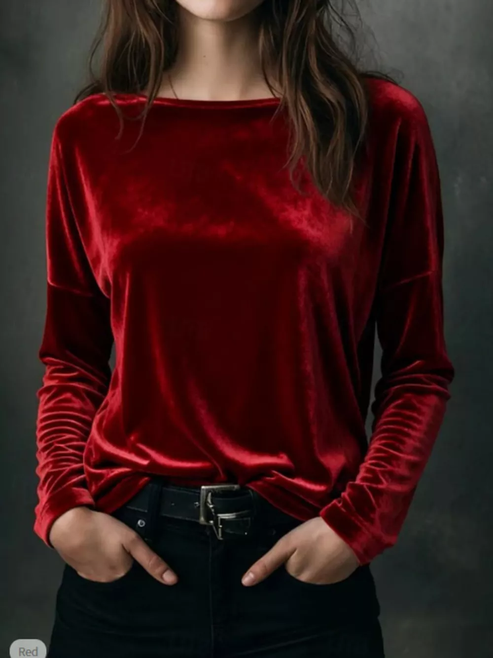 Full Size Velvet Long Sleeve T-Shirt Plus Size, image 18