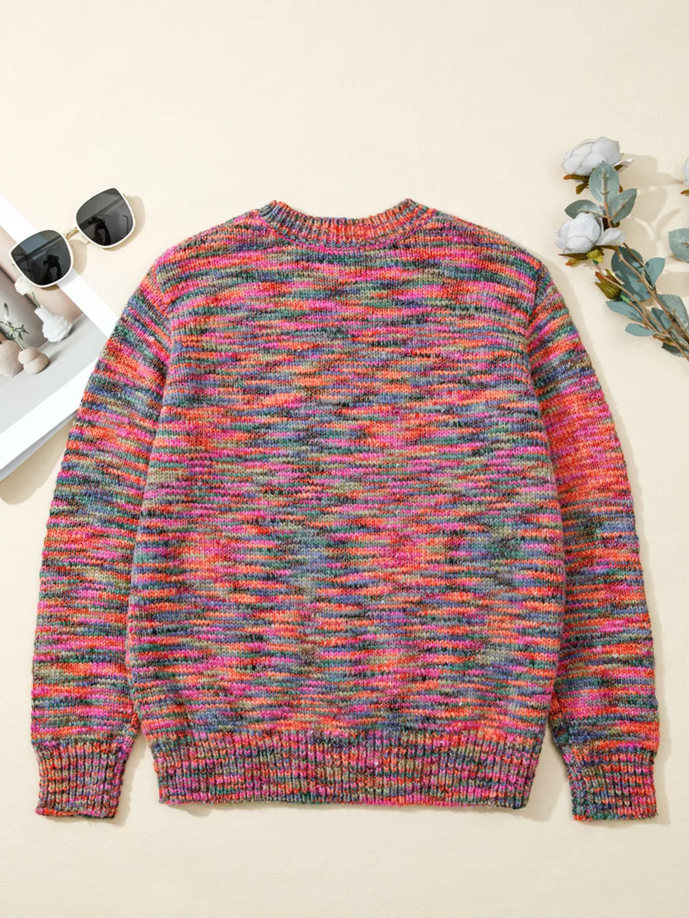 Space Dye Yarn Crew Neck Sweater, image 6