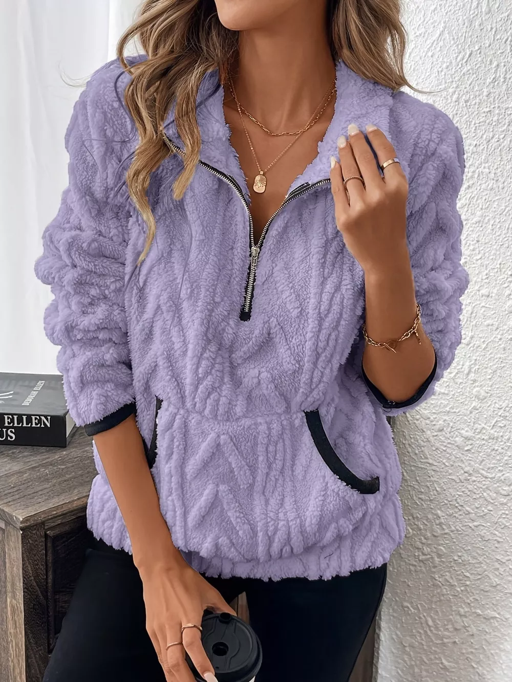 Cozy Sherpa Half Zip Sweatshirt, image 19