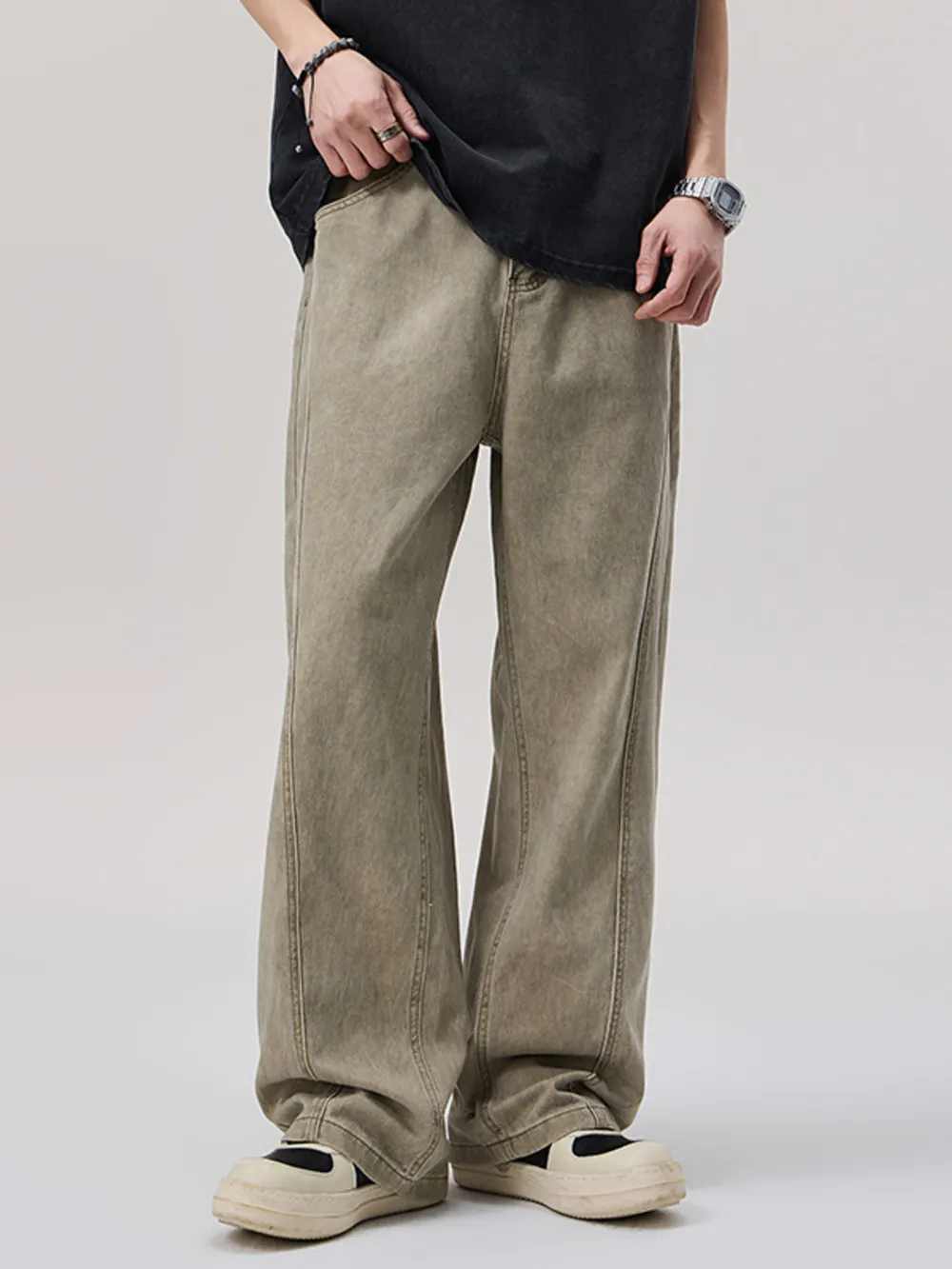 Men's Vintage Wash Wide Leg Pants