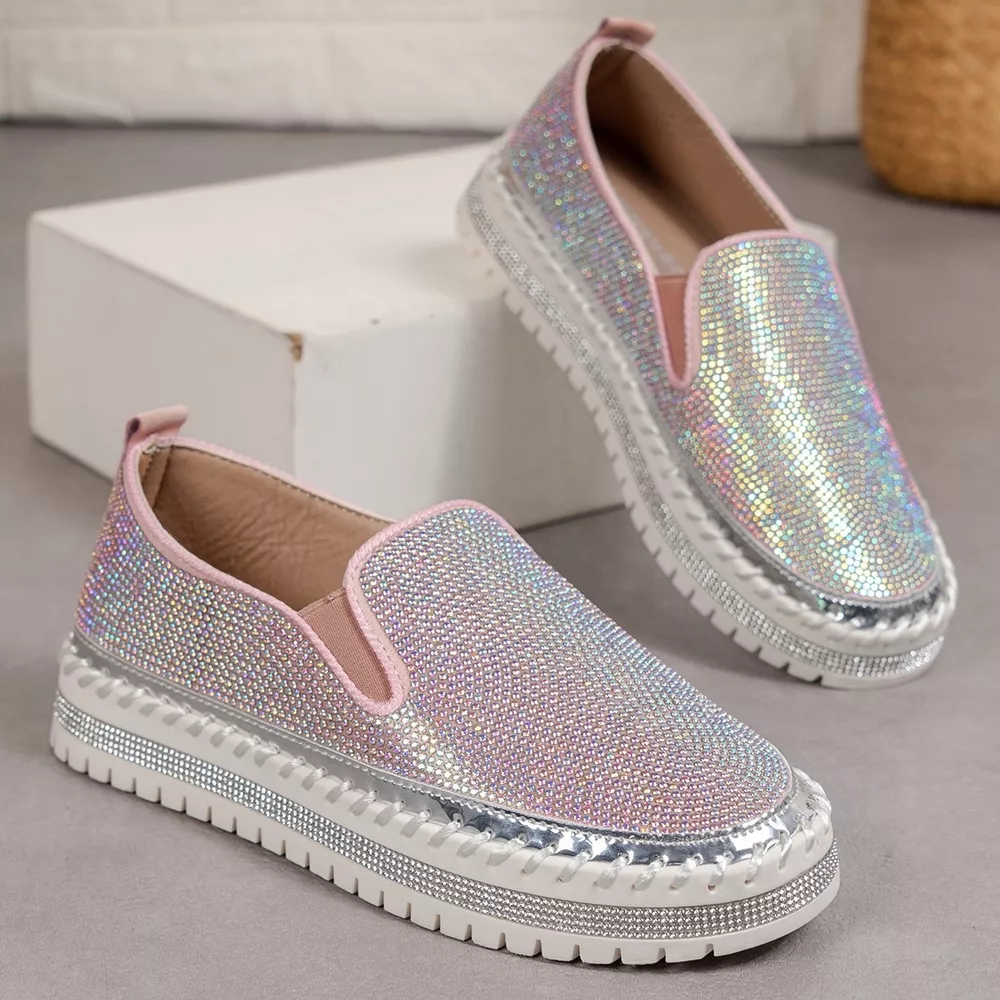 Rhinestone Round Toe Platform Loafers, image 9