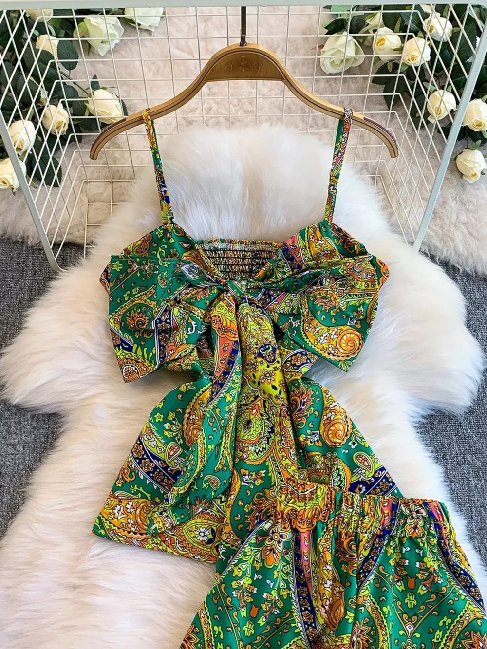 Printed Cami and Wide Leg Pants Set, image 11