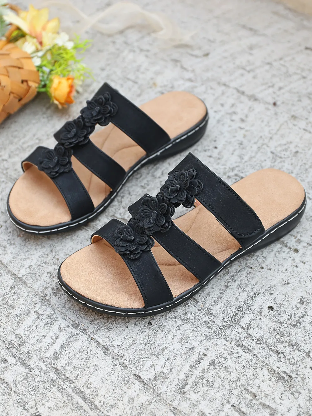 Flower Multi-Strap Flat Sandals, image 6