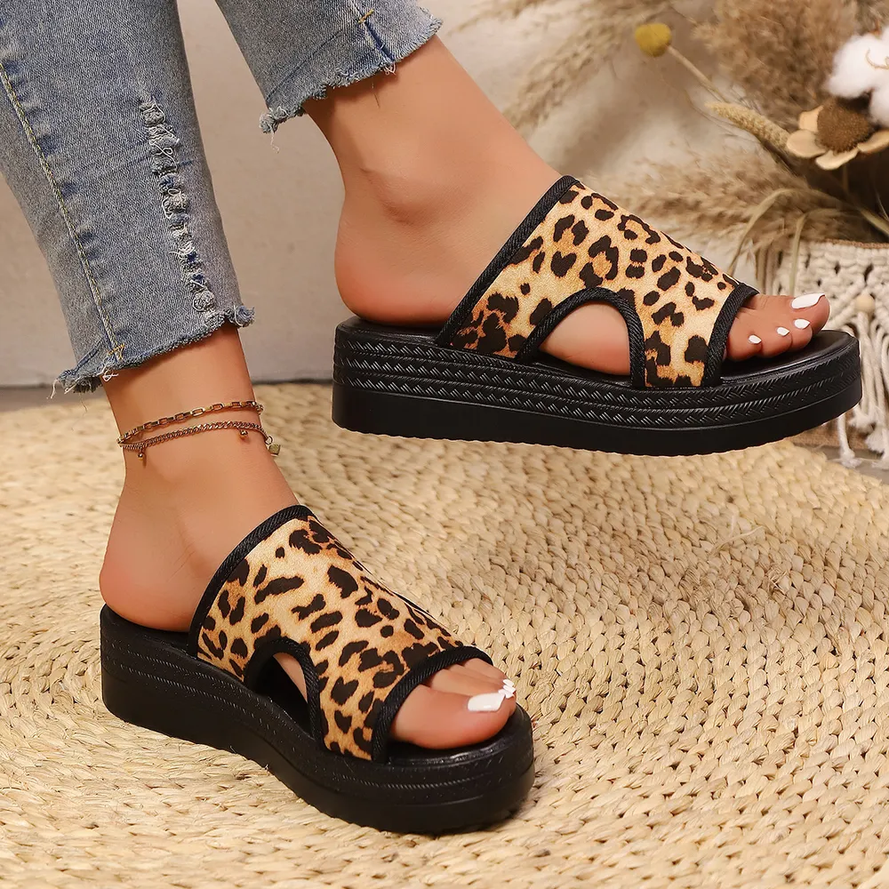 Cutout Leopard Print Platform Sandals, image 3
