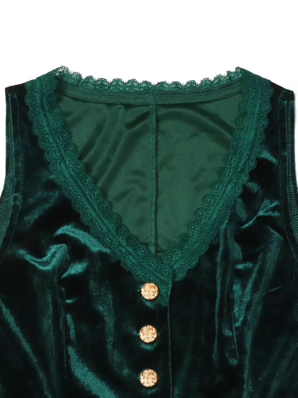 Velvet Lace Trim Button-Down Vest, image 10