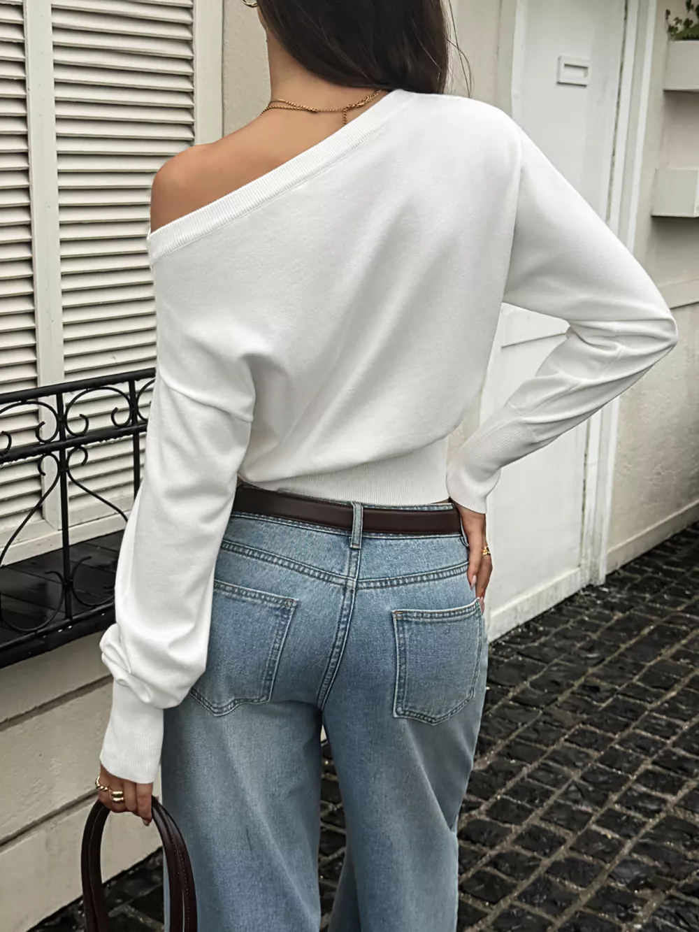 One Shoulder Cropped Knit Top, image 6