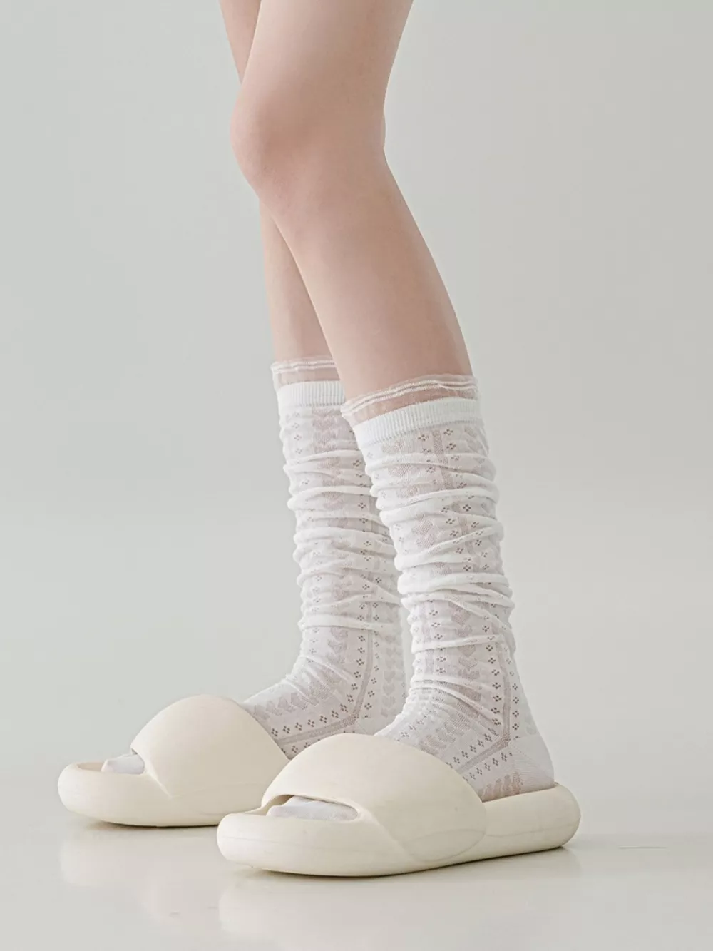 Lace Patterned Mid-Calf Socks, image 12