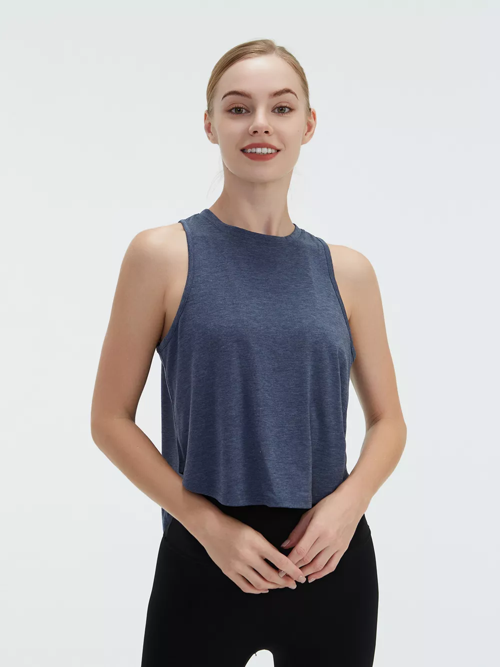 Cutout Back Round Neck Active Tank, image 4