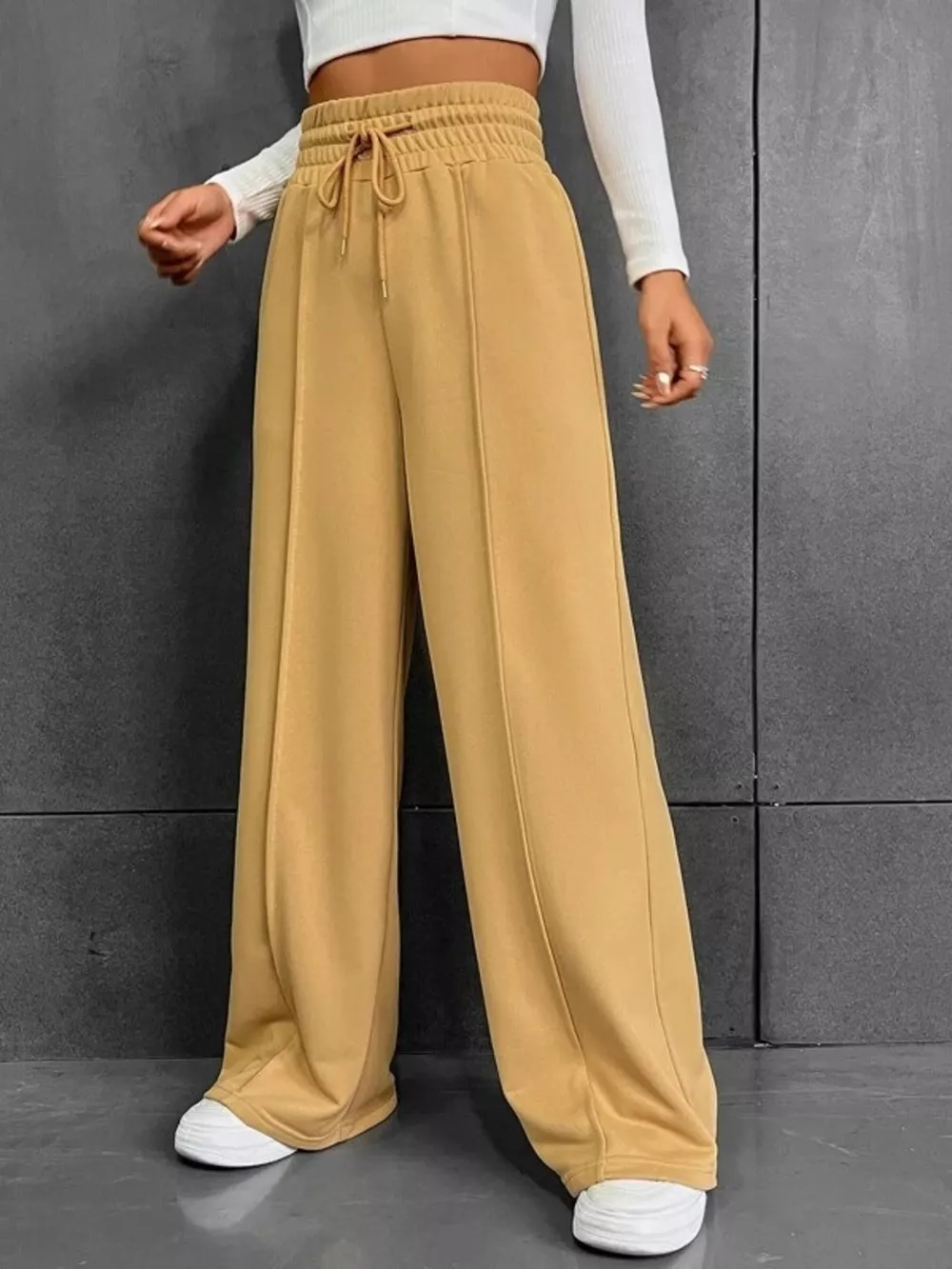 Wide Leg Drawstring Waist Pants, image 9