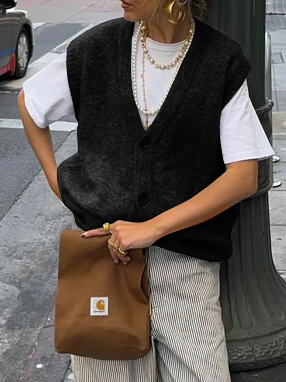 Button-Front Sweater Vest, image 12