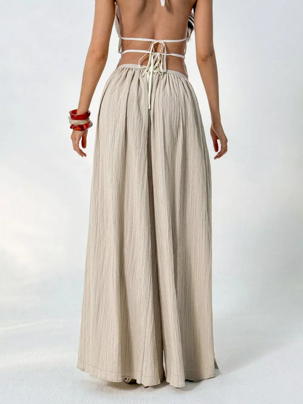 Wide-Leg Textured Pants, image 4
