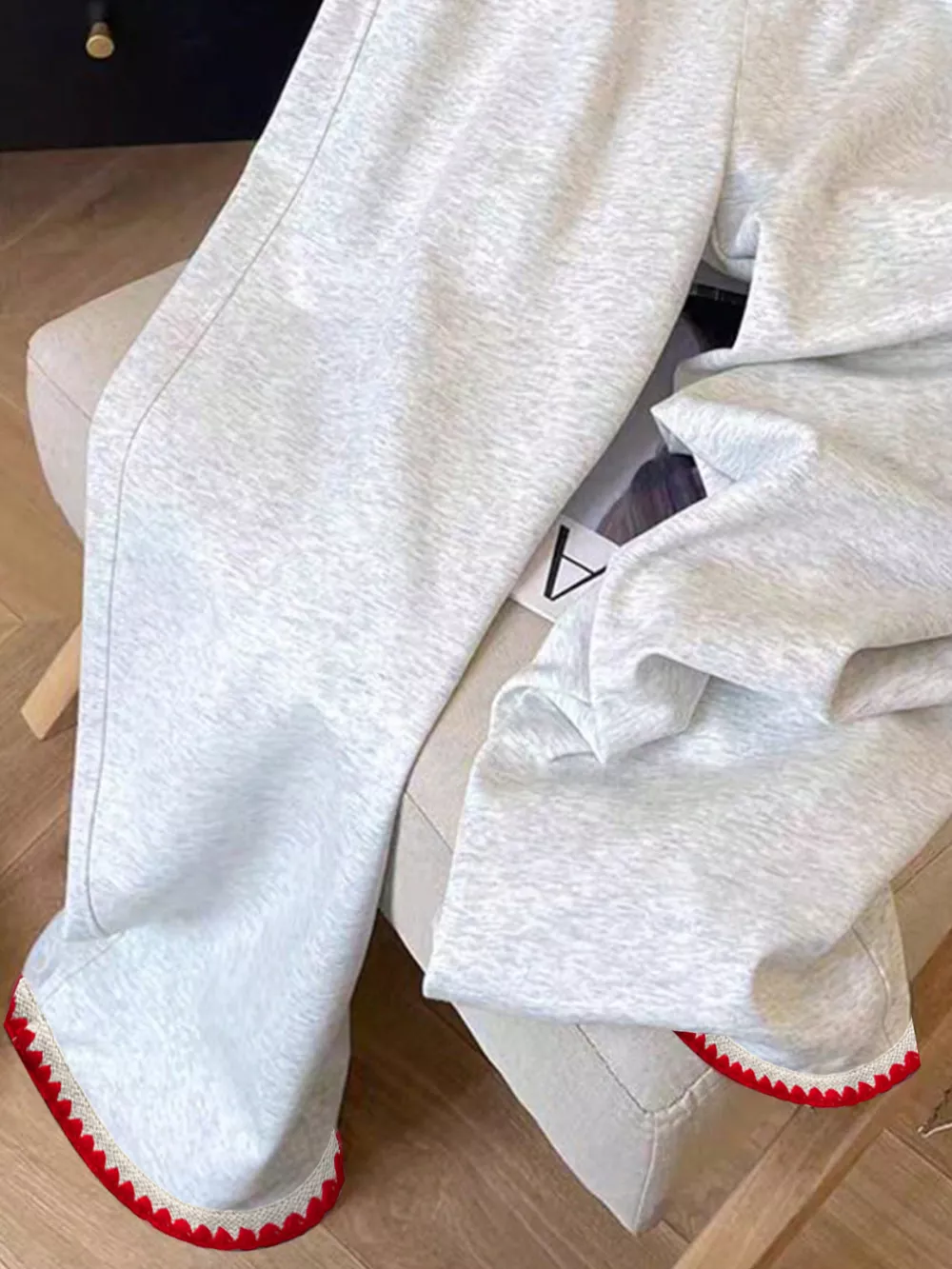 Casual Loose Fit Embroidered Trim Pants, image 5