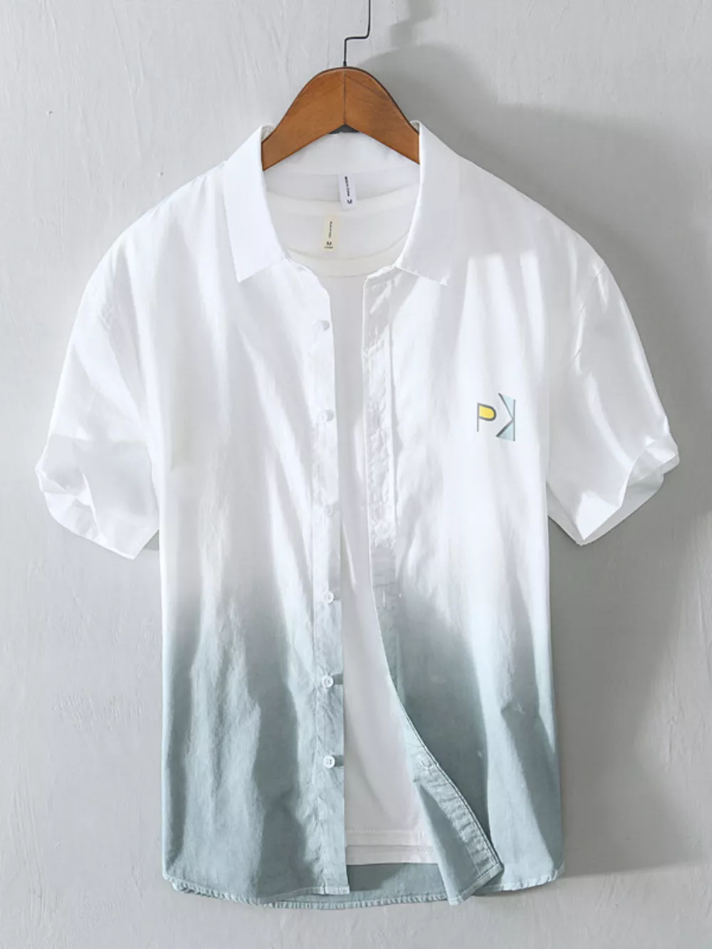 Men's Plus Size Gradient Casual Short Sleeve Shirt, image 3