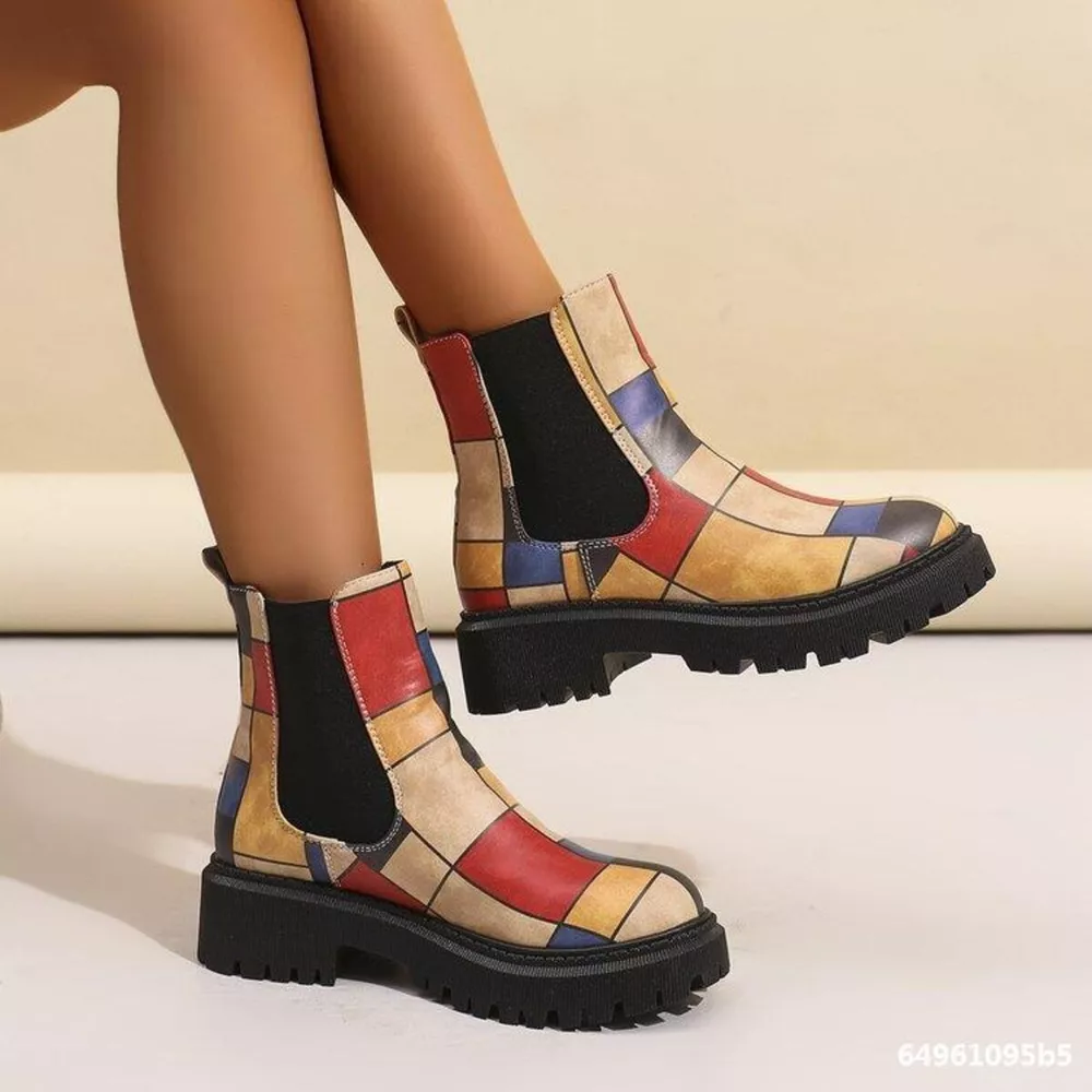 Round Toe Chunky Heel Ankle Boots, image 5