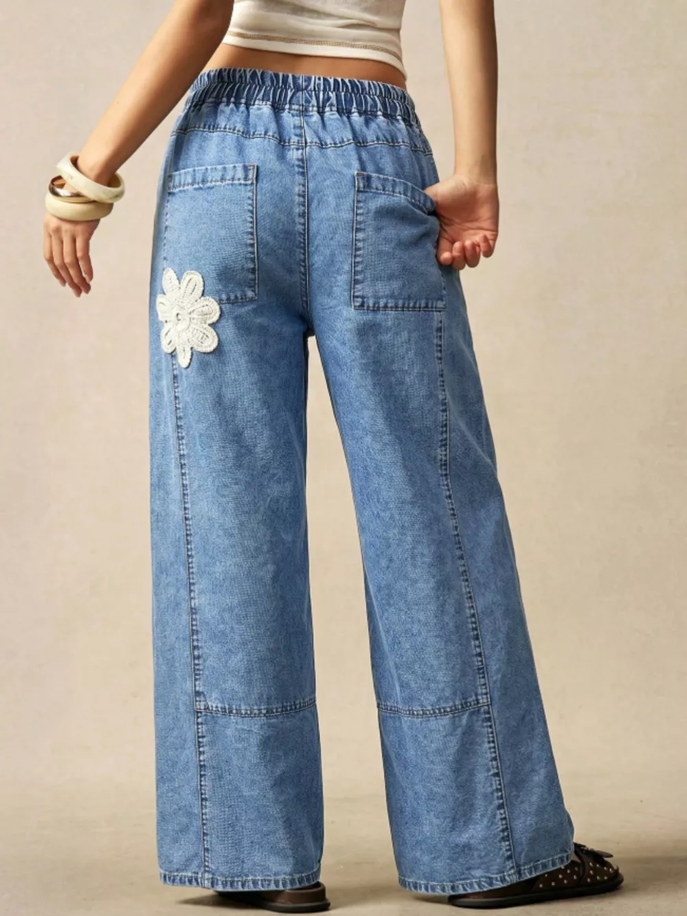 Wide-Leg Drawstring Jeans, image 7