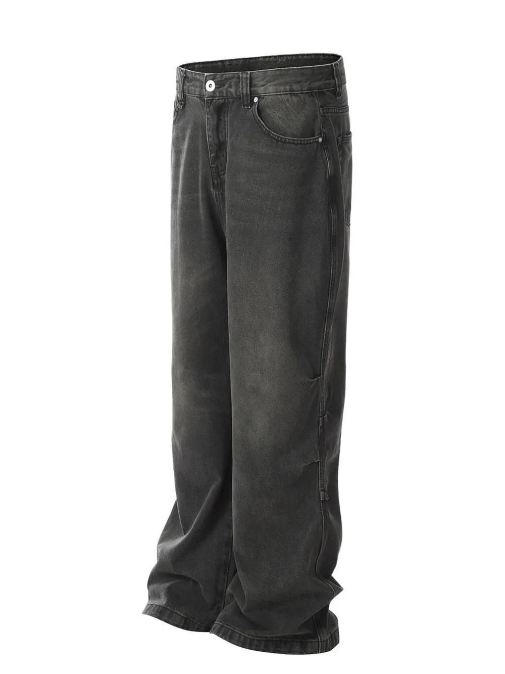 Men's Washed Wide-Leg Baggy Jeans, image 2
