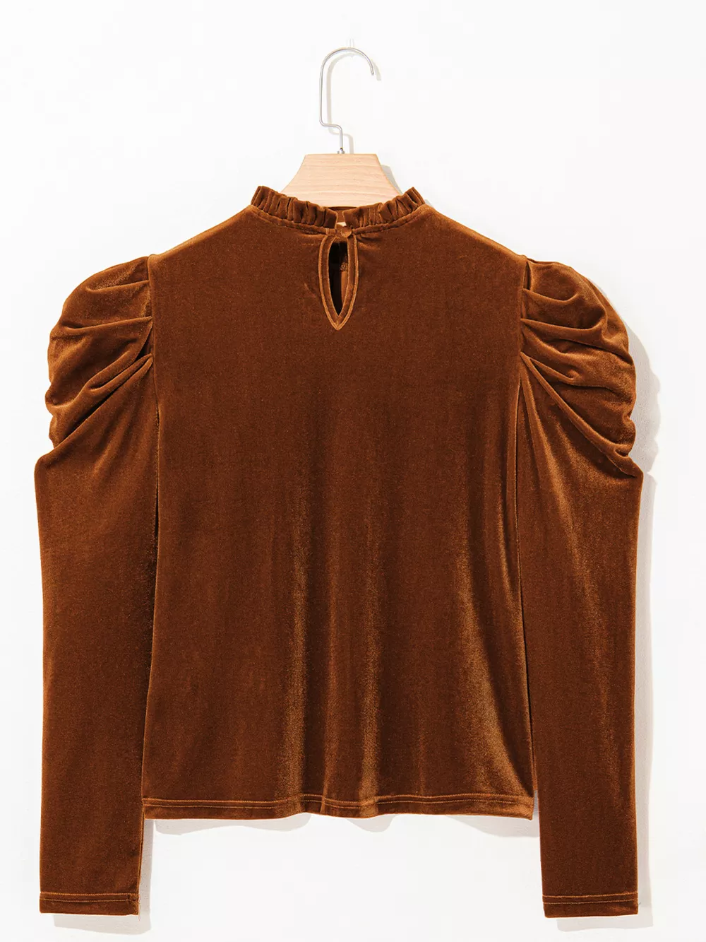 Velvet Mock Neck Long Sleeve Blouse, image 12