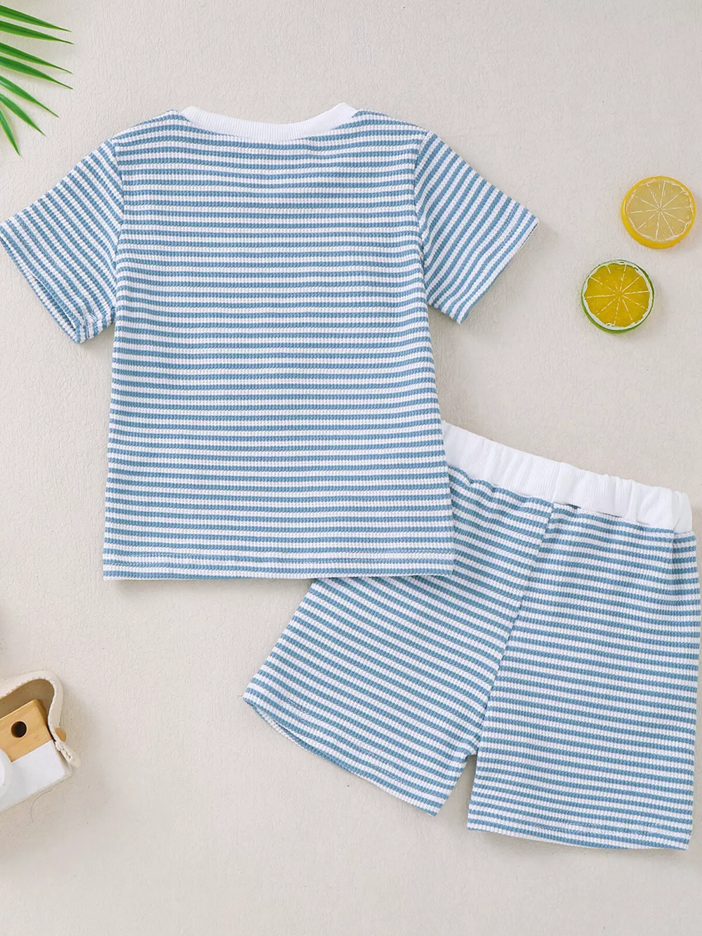 Children's Striped Letter Short Sleeve T-Shirt & Shorts Set, image 6