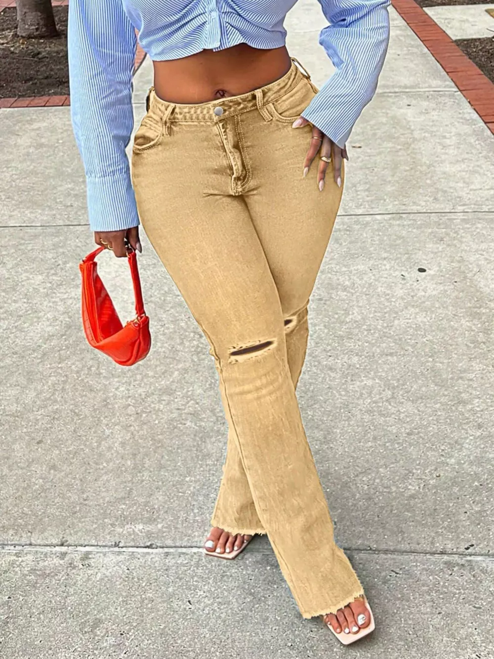 Ripped Knee Flare Jeans, image 11