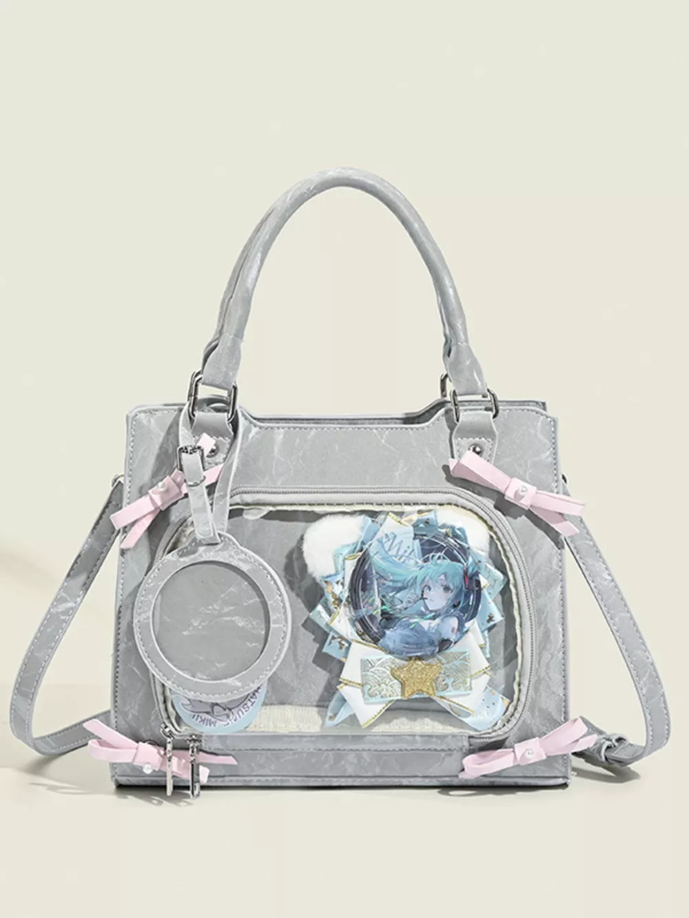 Clear Window Crossbody Bag with Bow Accents