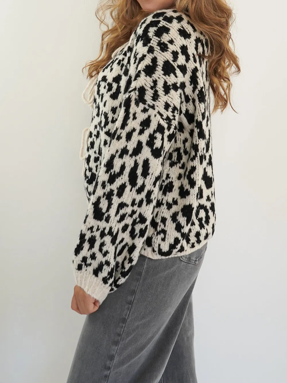 Leopard Tie Front Cardigan, image 4
