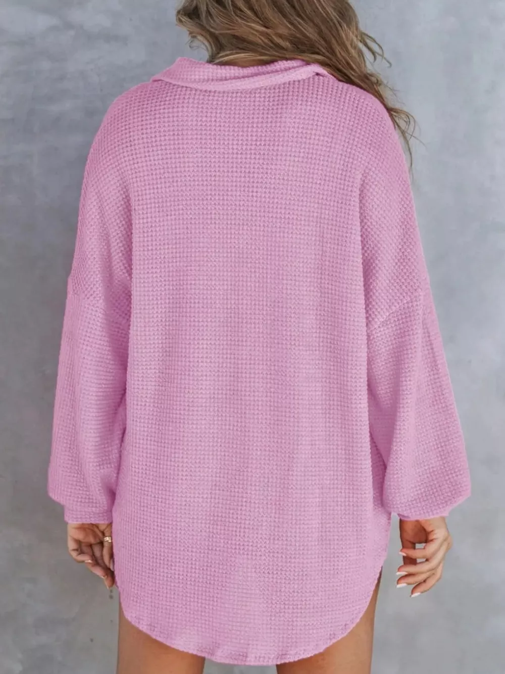 Casual Waffle Knit Button Detail Blouse, image 27