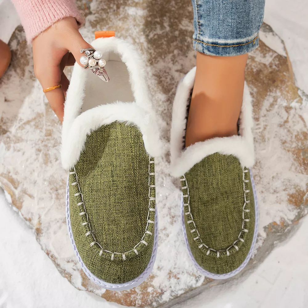 Faux Fur Lined Round Toe Shoes, image 9