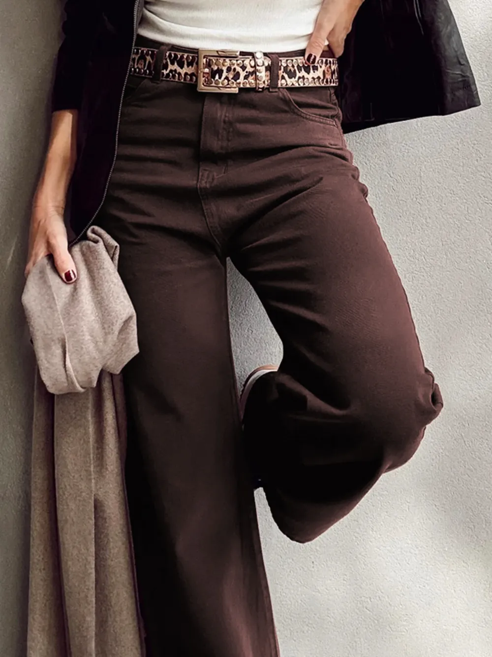 Wide Leg High Waist Denim Jeans, image 4