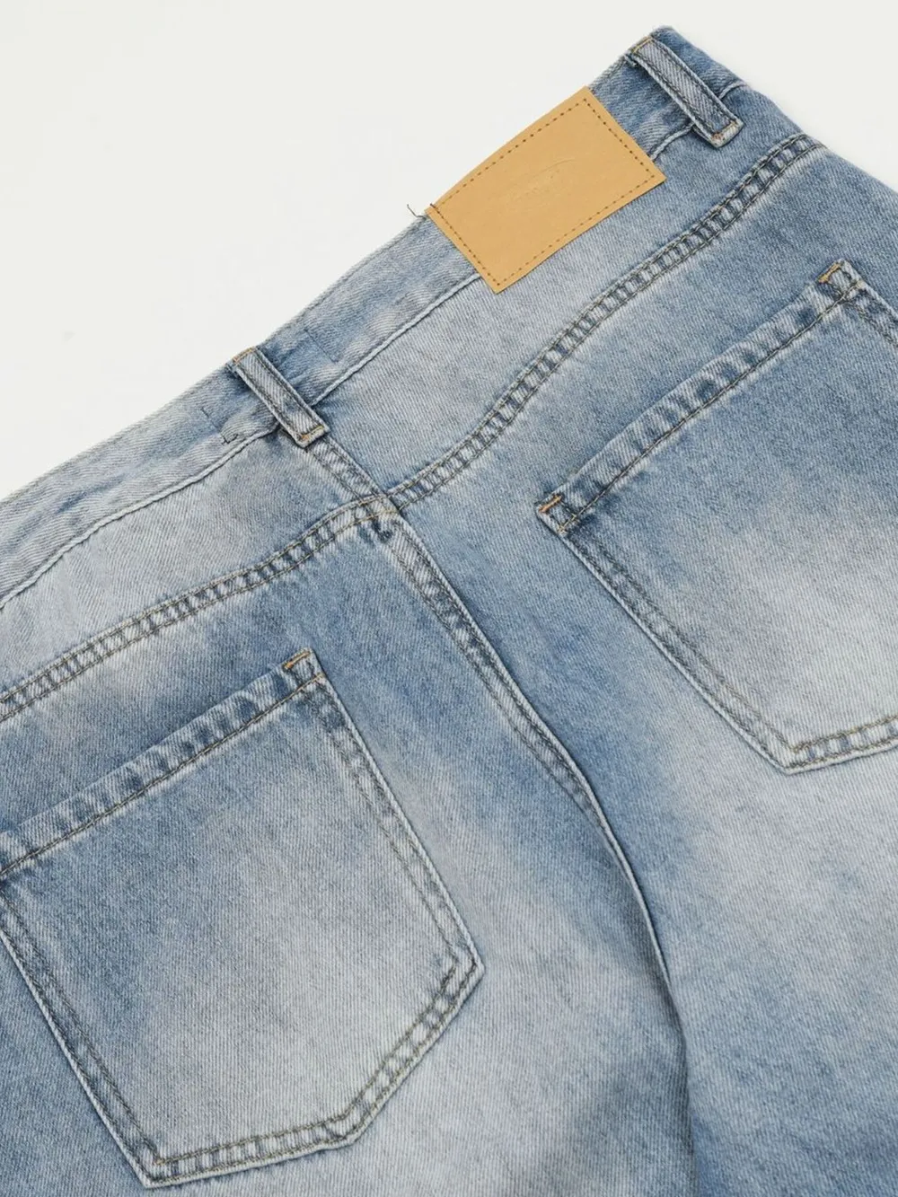 Men's Wide Leg Wash Jeans, image 6