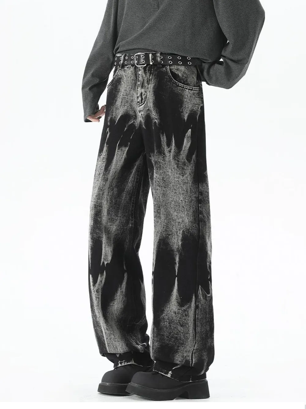 Men's Plus Size Washed Loose Fit Jeans