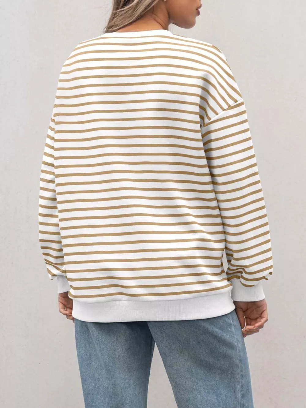 Striped Round Neck Oversized Casual Sweatshirt, image 23