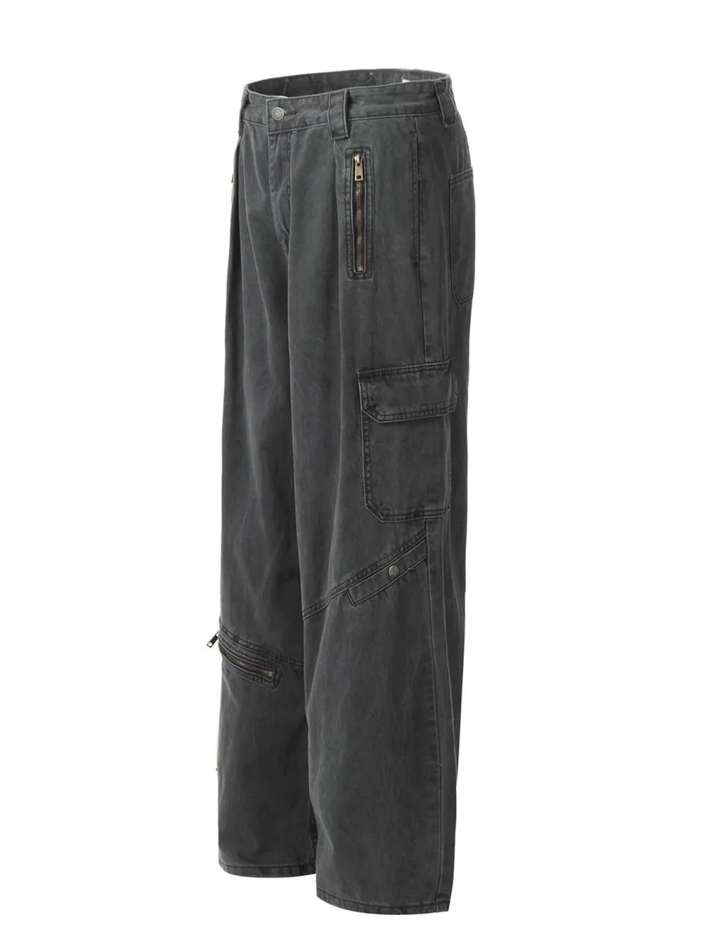 Men's Washed Cargo Wide Leg Jeans, image 2