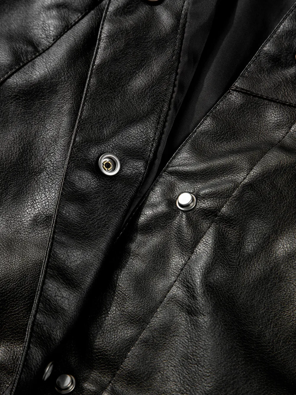 Faux Leather Buttoned Front Boxy Jacket, image 7