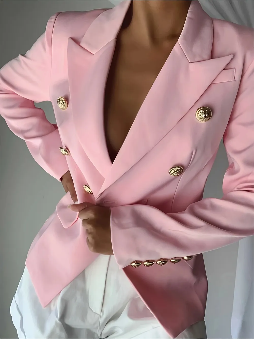 Decor Button Lapel Collar Blazer, image 18
