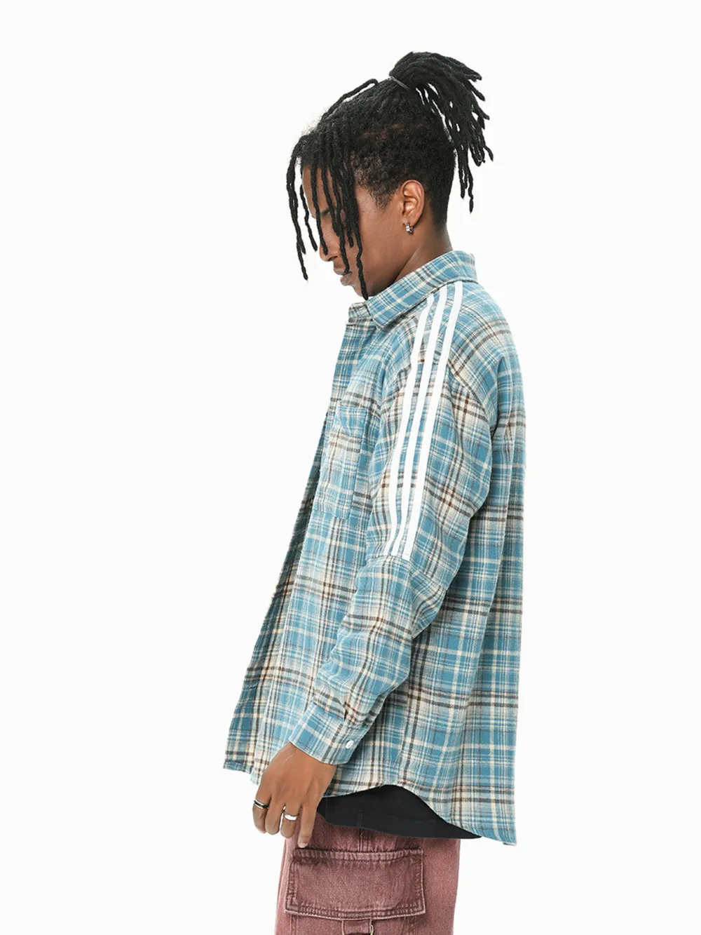 Men's Casual Plaid Flannel Button-Up Oversized Shirt, image 2
