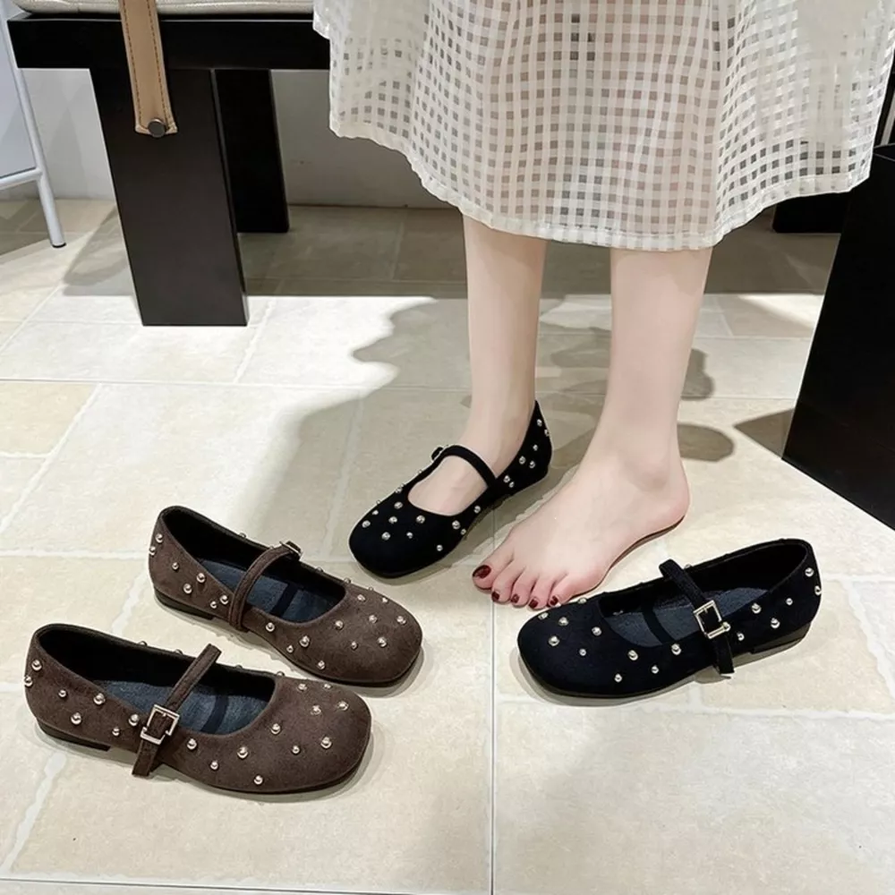 Studded Square Toe Slip-Ons, image 2