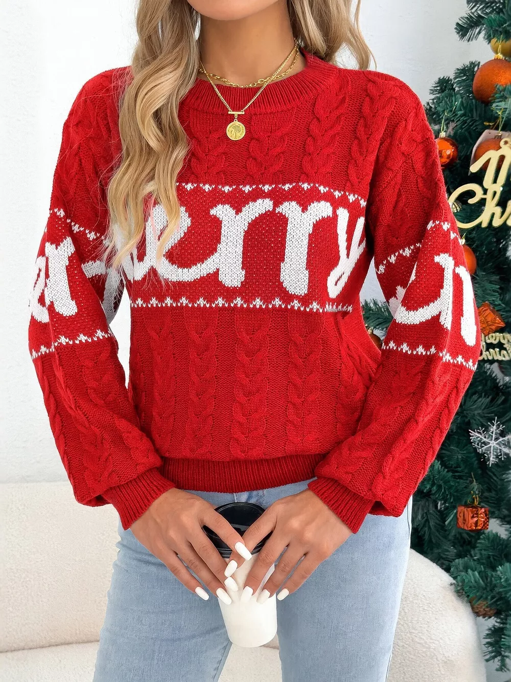 Merry Cable Knit Sweater, image 3