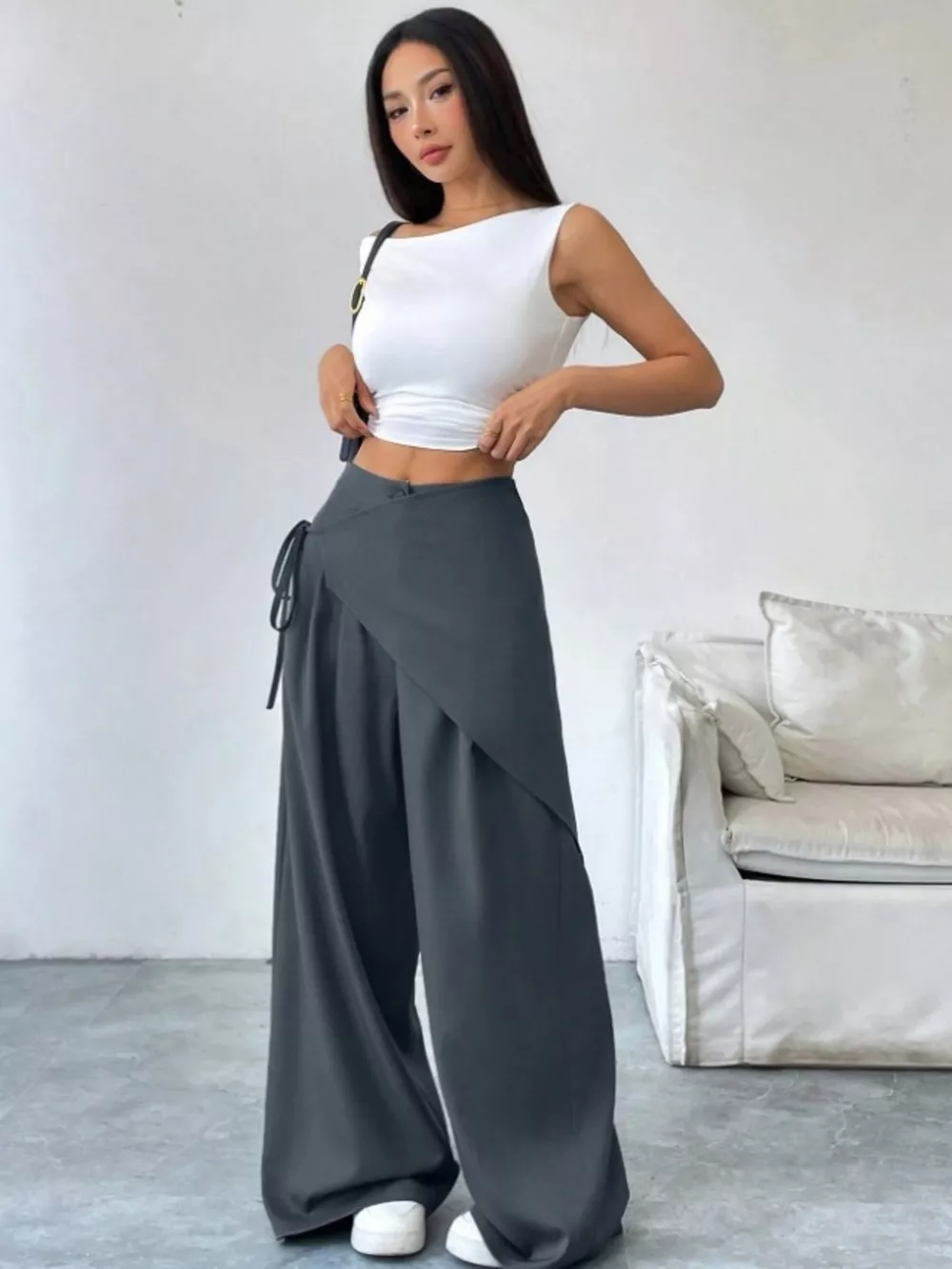 Wrap-Front Wide-Leg Pants, image 11