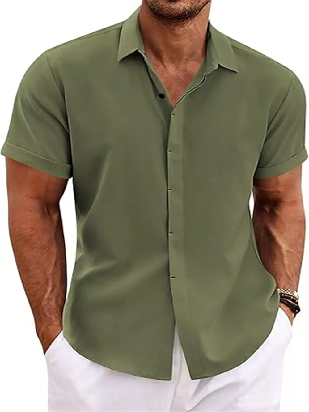 Men's Full Size Casual Short Sleeve Button-Down Shirt Plus Size, image 6