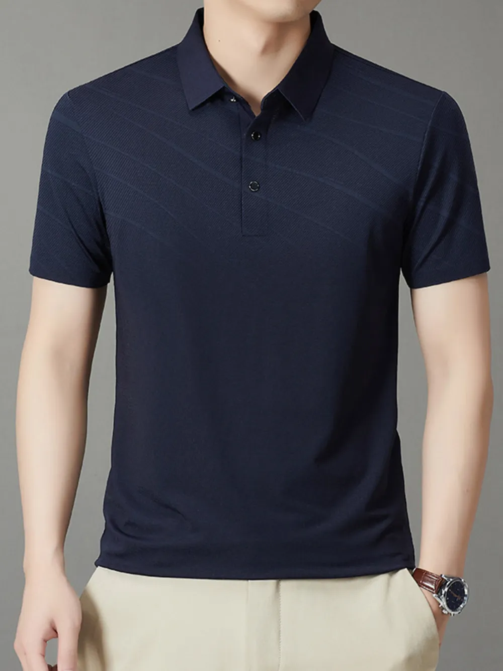 Men's Button Detail Short Sleeve Polo, image 3