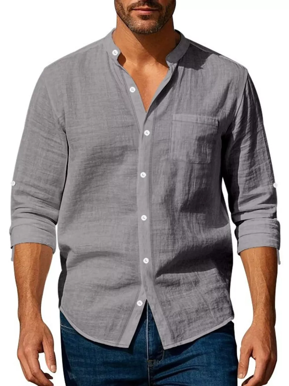 Men's Full Size Button Up Long Sleeve Shirt Plus Size, image 5