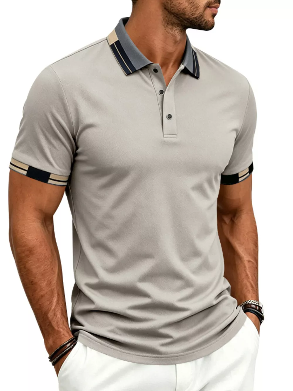 Men's Full Size Slim-Fit Contrast Trim Polo Plus Size, image 2