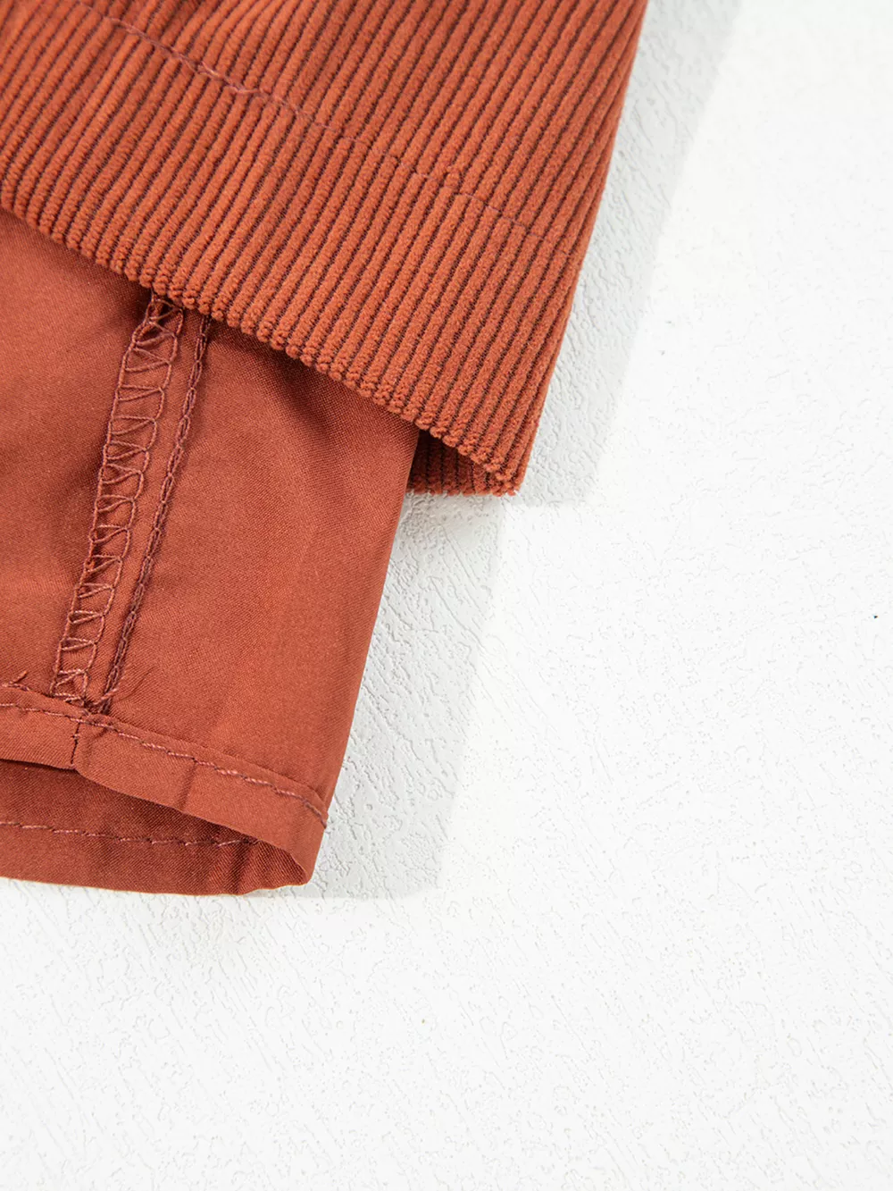 Button Decor Scalloped Edge High Waist Corduroy Shorts, image 7