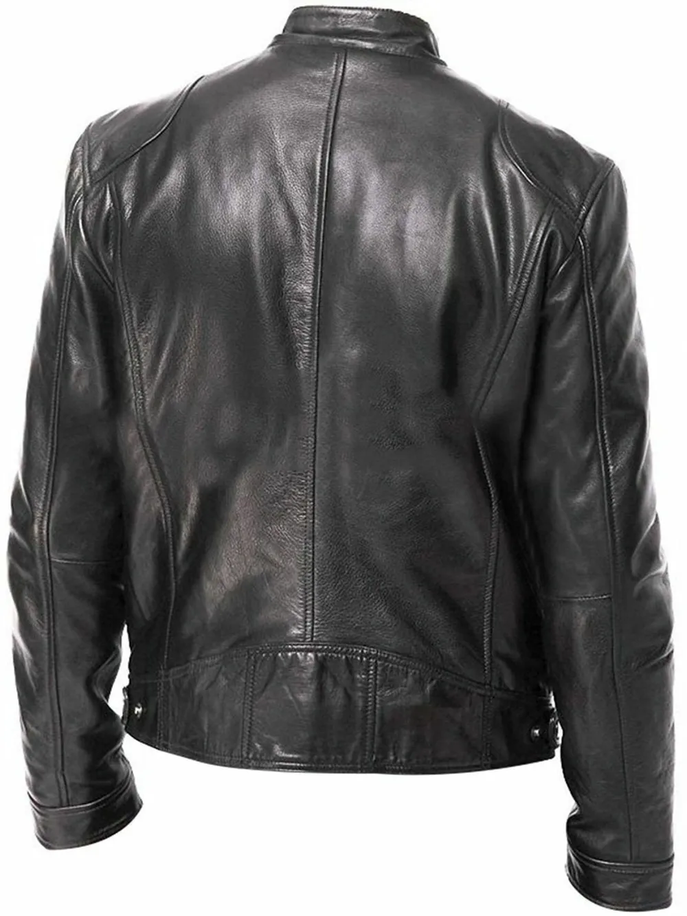 Men's Full Size Leather Biker Jacket with Zipper Pockets Plus Size, image 4