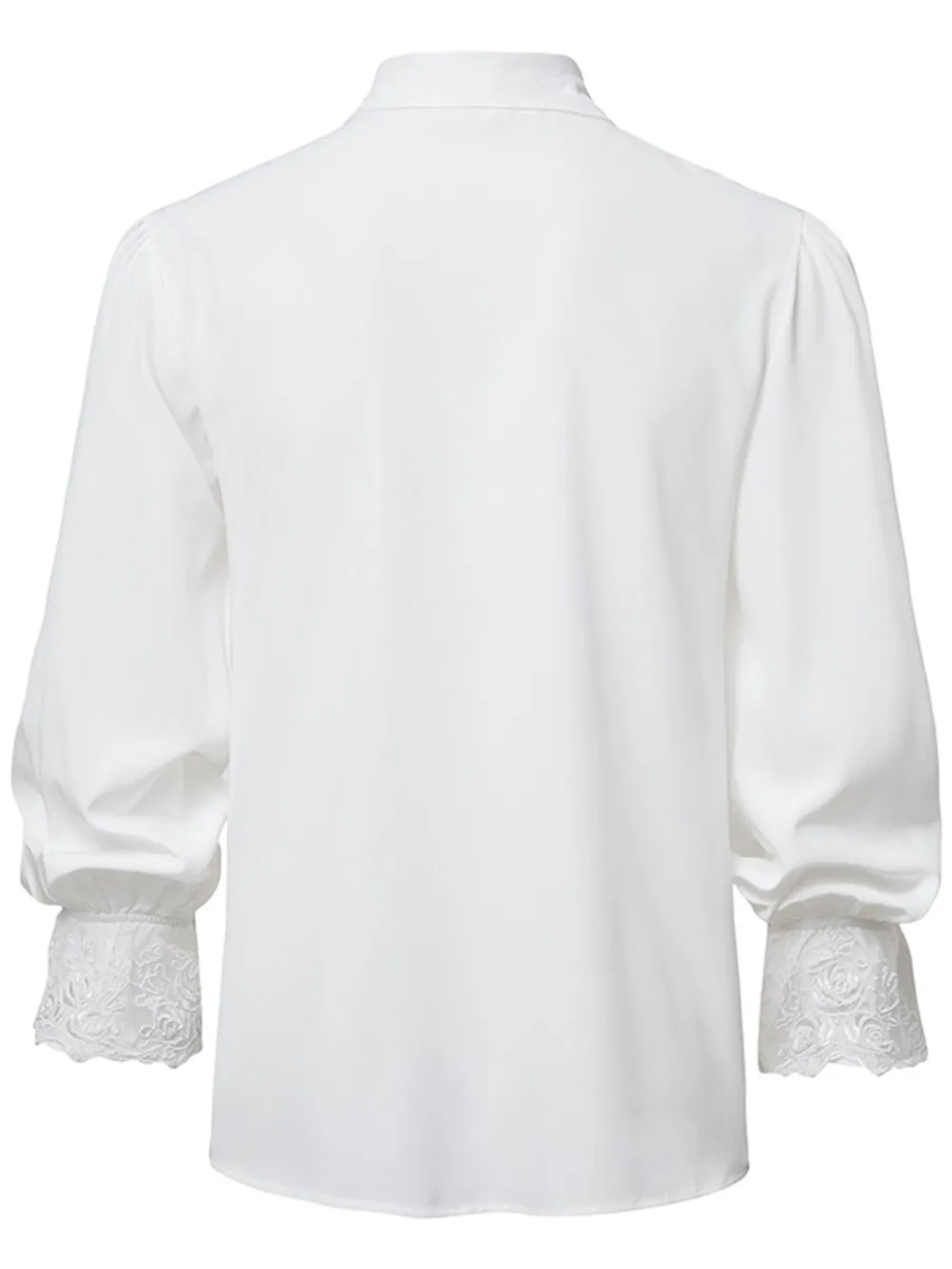 Men's Ruffled Lace Detail Long Sleeve Blouse, image 4