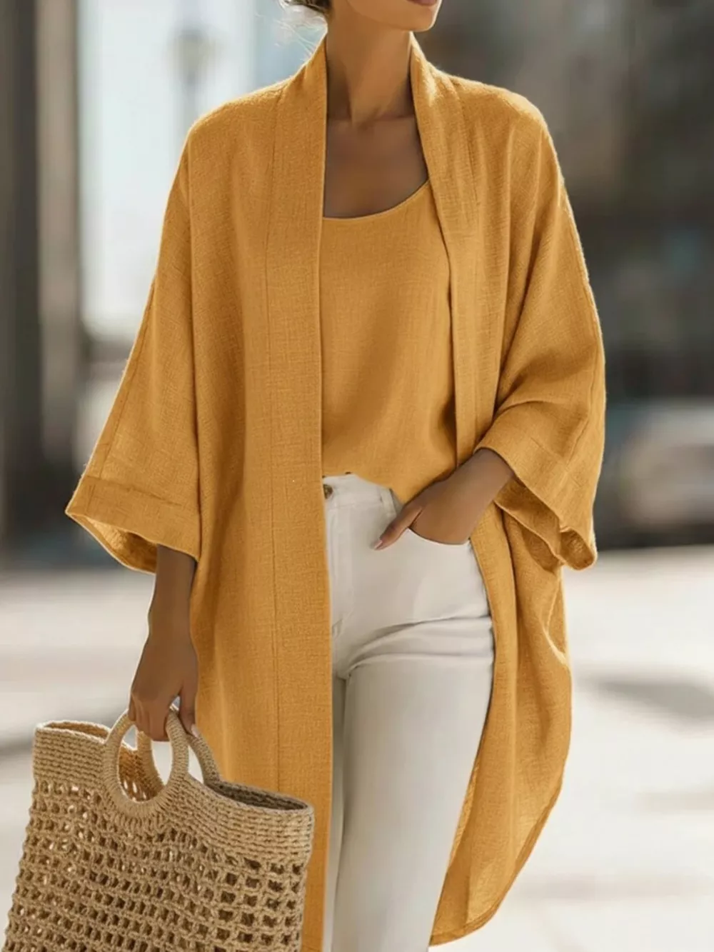 Full Size Open-Front Cardigan and Matching Tank Top Set Plus Size, image 12