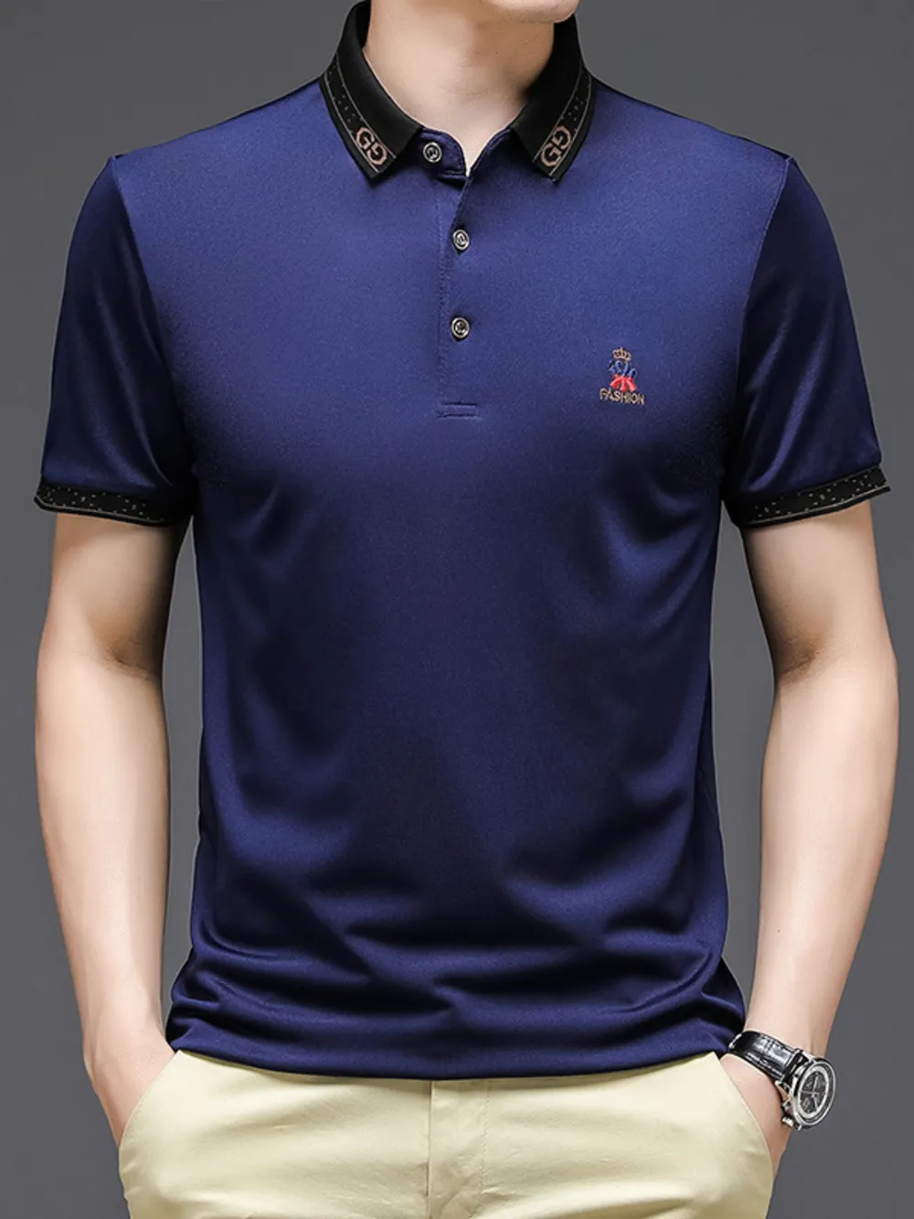 Men's Plus Size Breathable Short Sleeve Polo, image 2