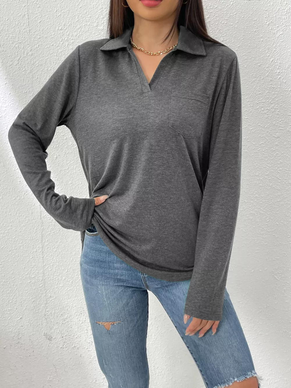 Casual Long Sleeve Polo T-Shirt, image 2