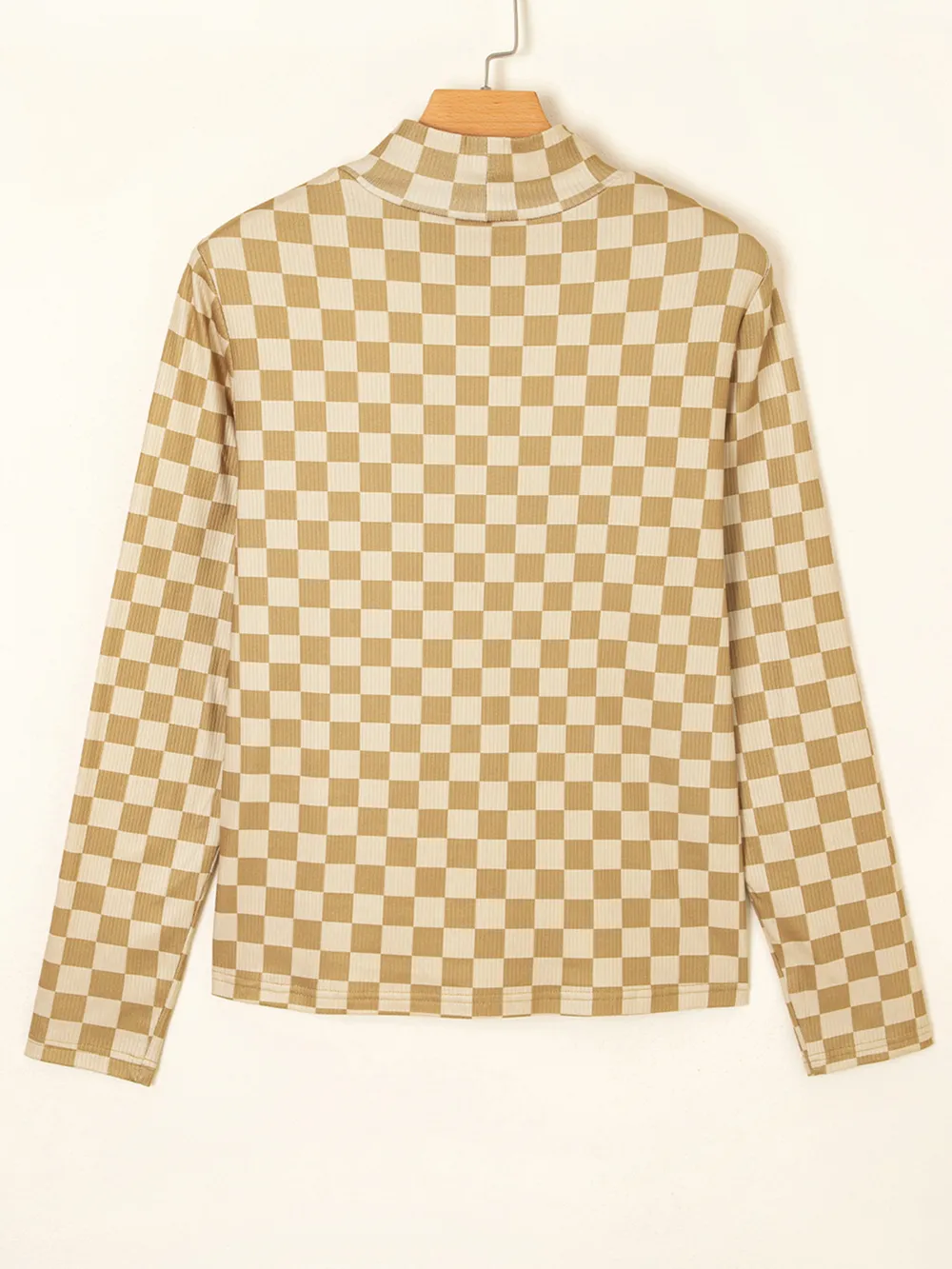 Check Pattern Turtleneck Slim Long Sleeve Tee, image 6
